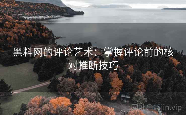 黑料网的评论艺术：掌握评论前的核对推断技巧